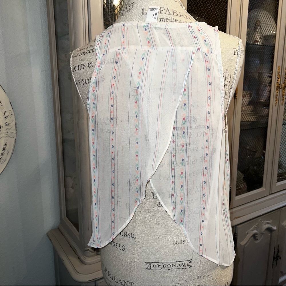 Boho style White Sleeveless Top with Colorful Stripes Forever21 large - Picture 4 of 8